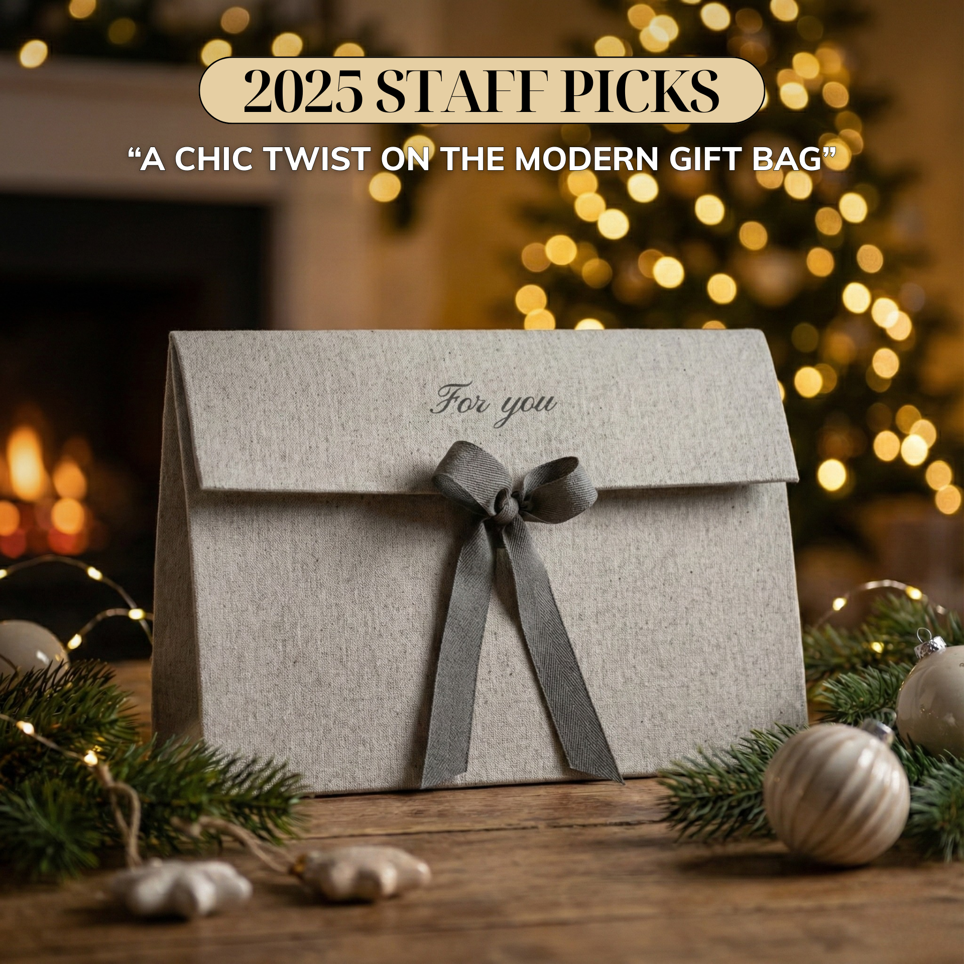 “For You” Grey Clutch Bag with Ribbons (1 pc, 11” x 7.8” ca.)