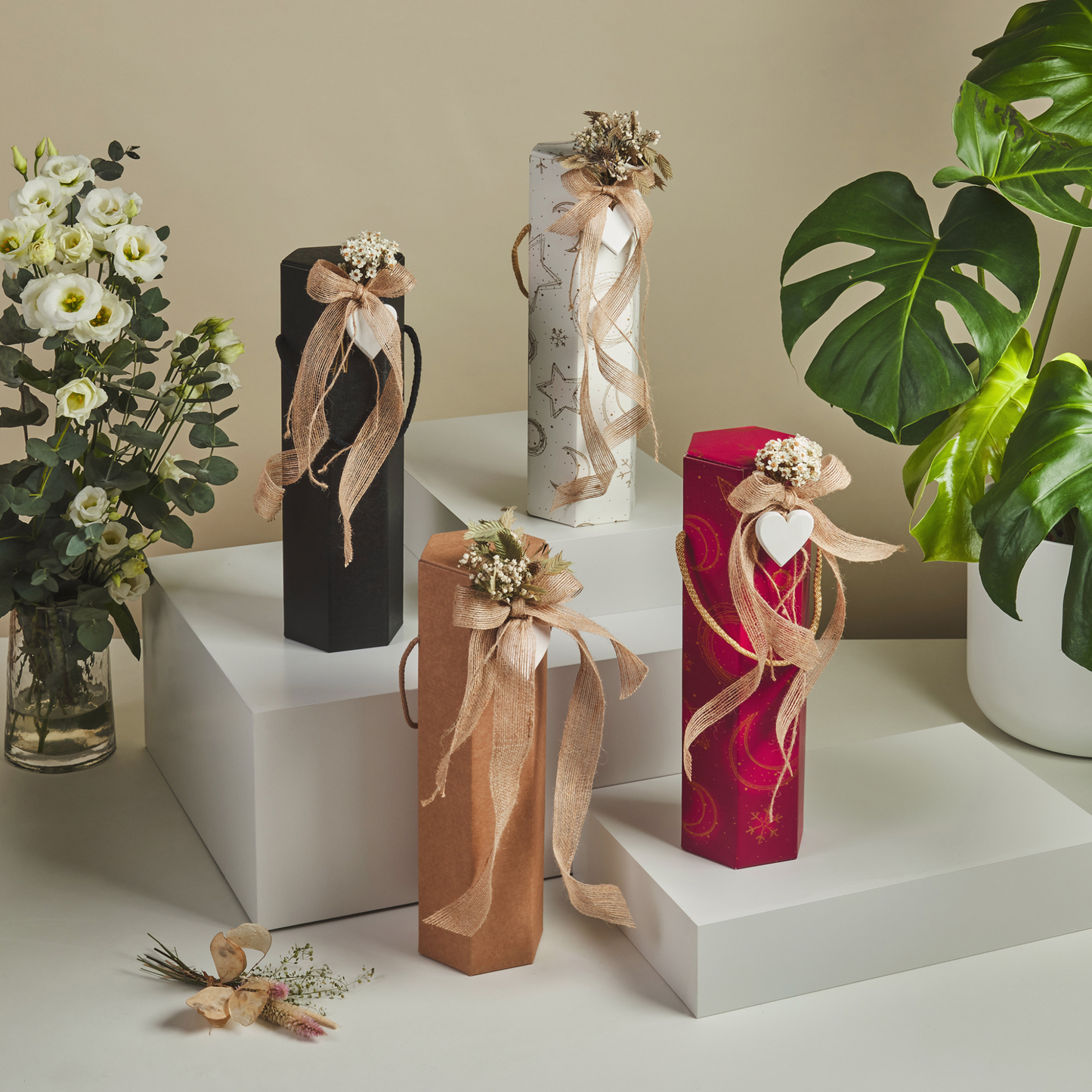 Bolsas de vino hexagonales rústicas (10 piezas, 14” aprox.)