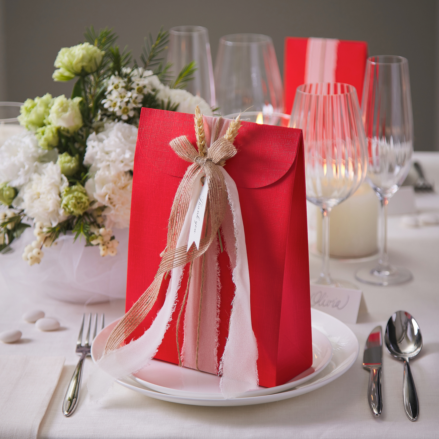 Red Silk Favor Bag (20 pcs, 6.7” ca.)