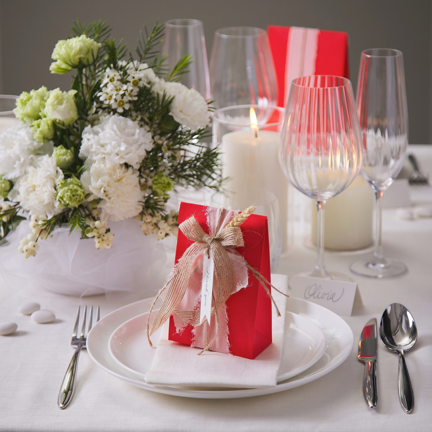 Red Silk Favor Bag (20 pcs, 3.5” ca.)